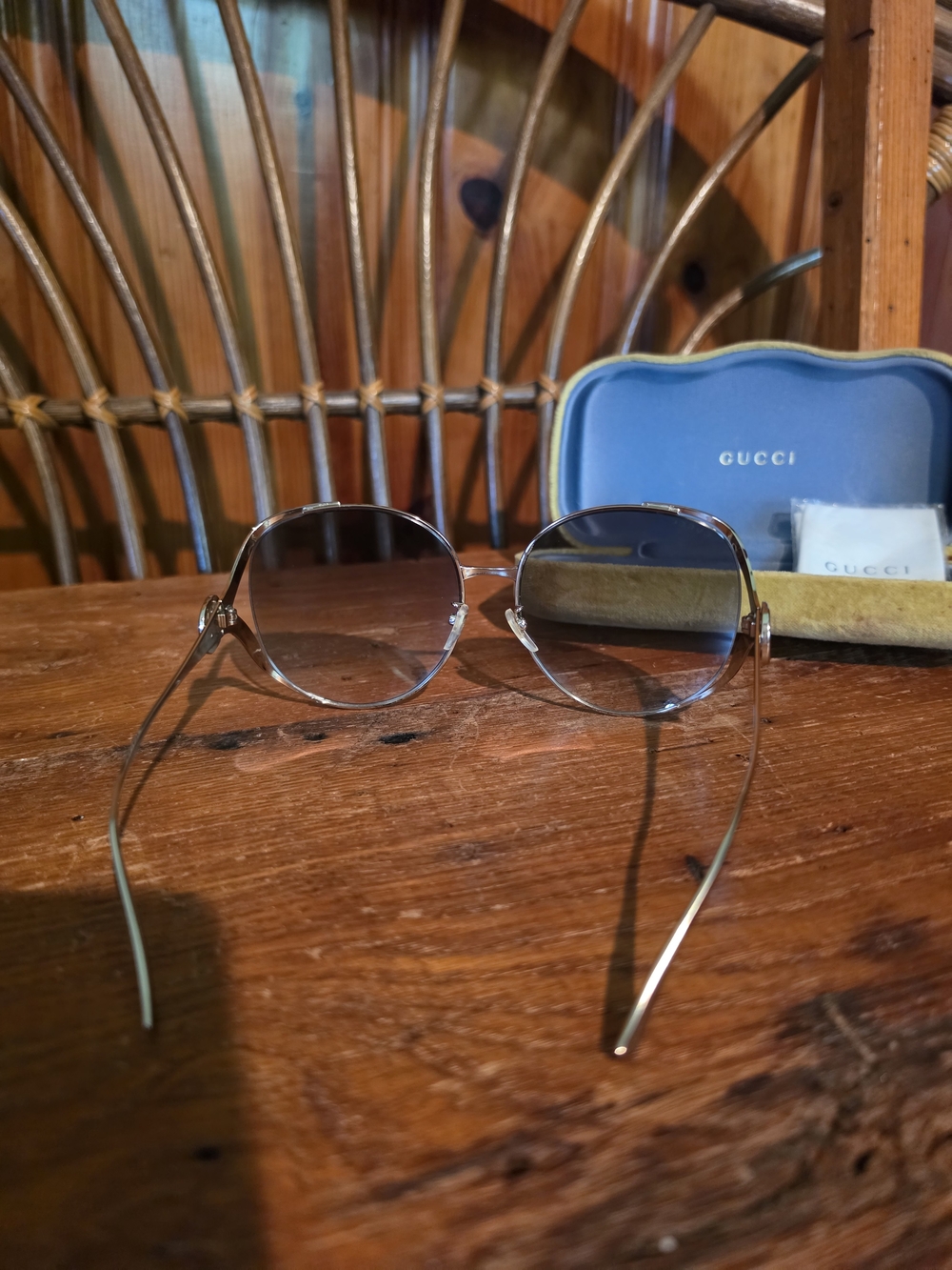 Gucci Women's Gold Frame Gradient Sunglasses - Gold/Brown - Picture 9 of 15